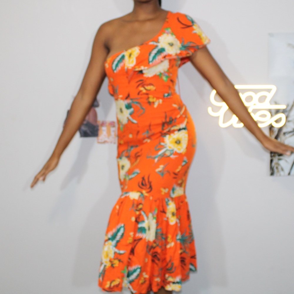 Orange Floral Dress